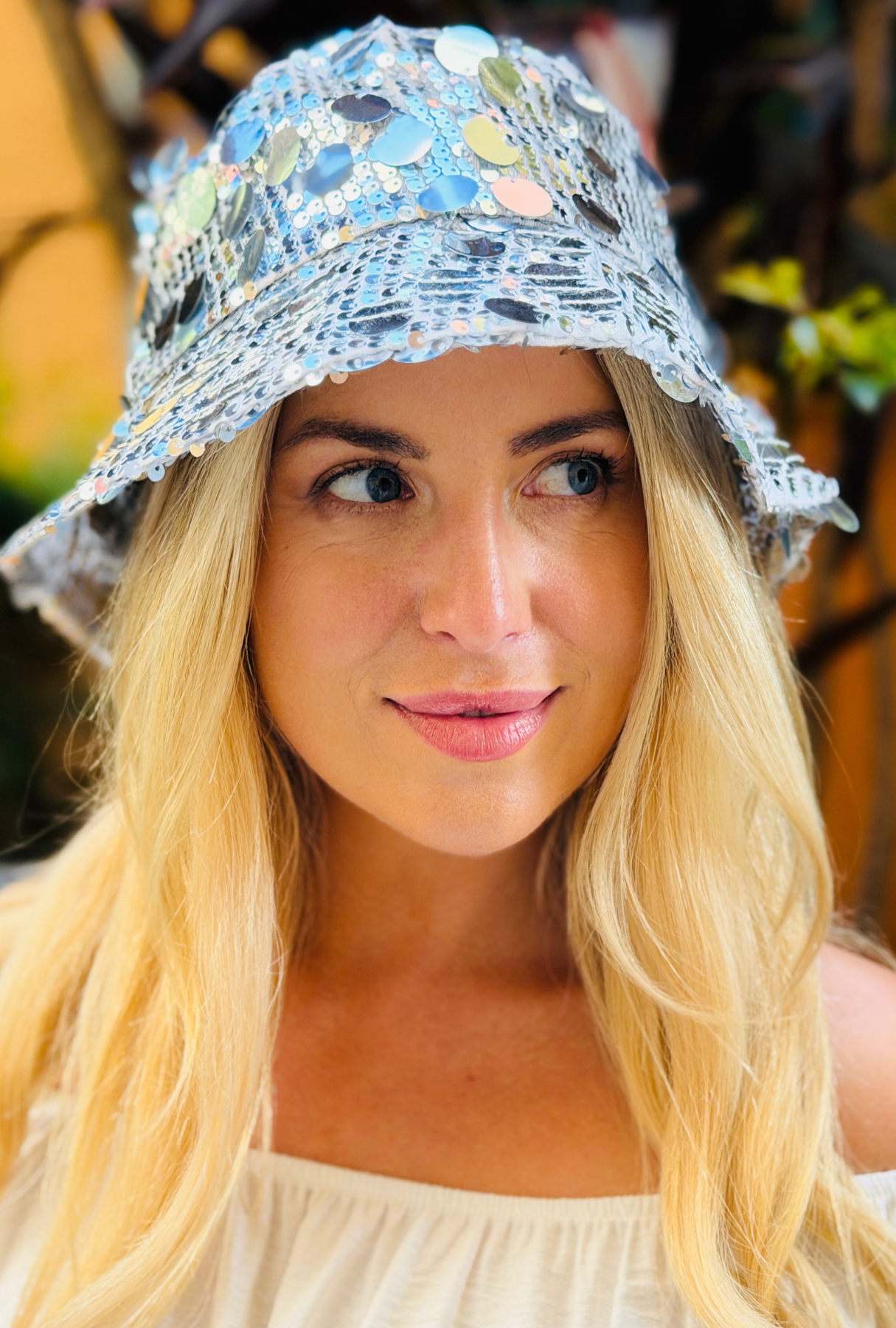 Sparkling Silver Bucket Hat Shiny Silver Bucket Hat NWT GoldCoast Sunwear | Mercari main image 3