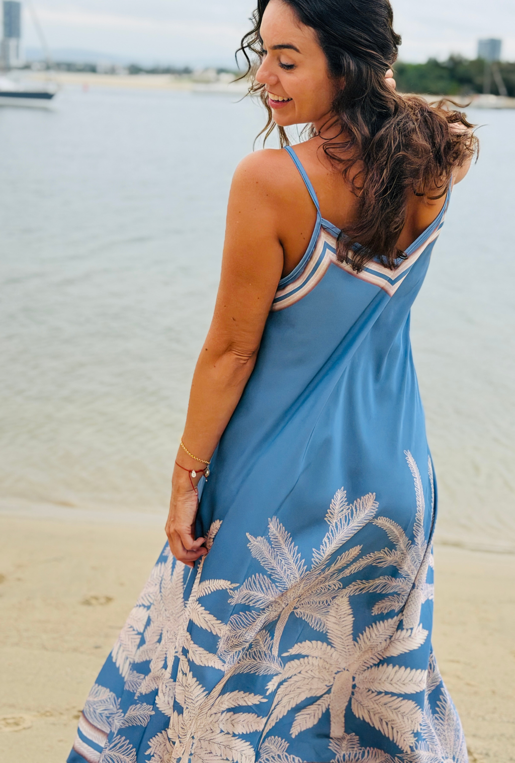 Palm Affair Dress - Sky