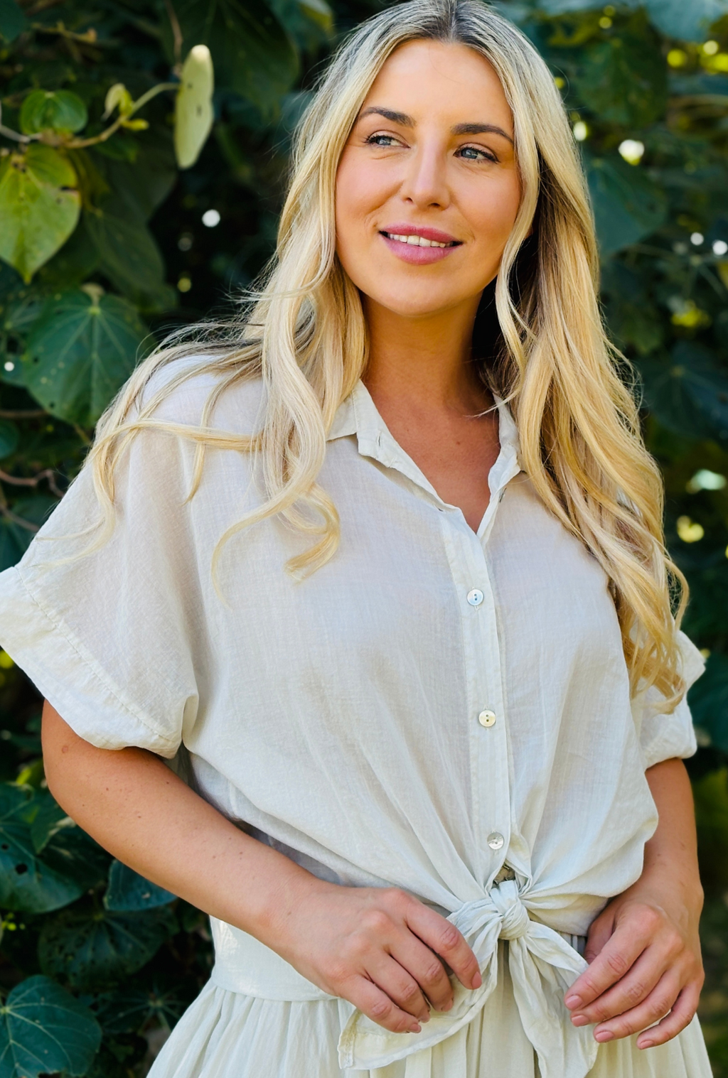 Tie Me Up Top - Pebble