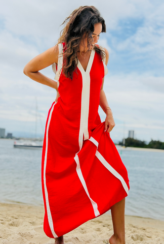 Stripe Theory Dress - Cherry