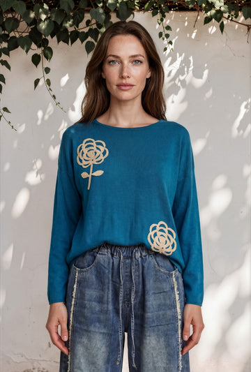 Rosé All Day Pullover - Teal
