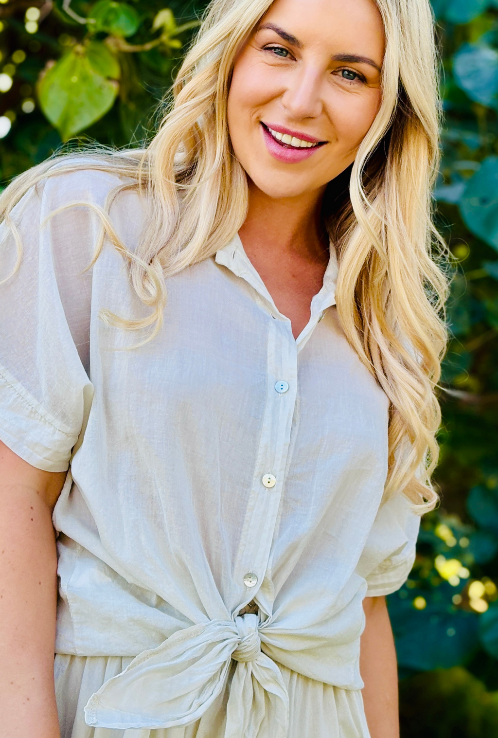 Tie Me Up Top - Pebble