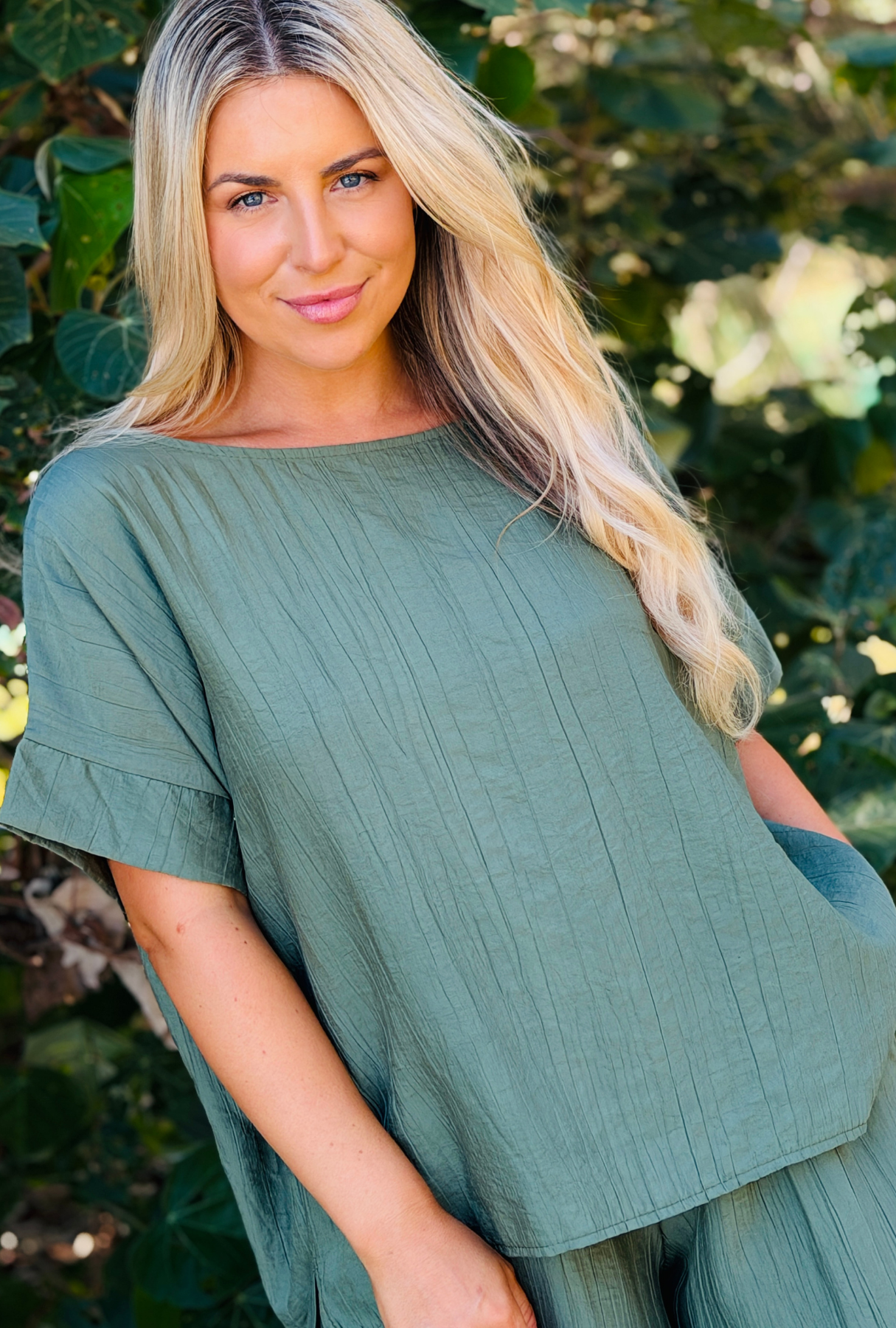 Laidback Luxe Relaxed Fit Top - Sage