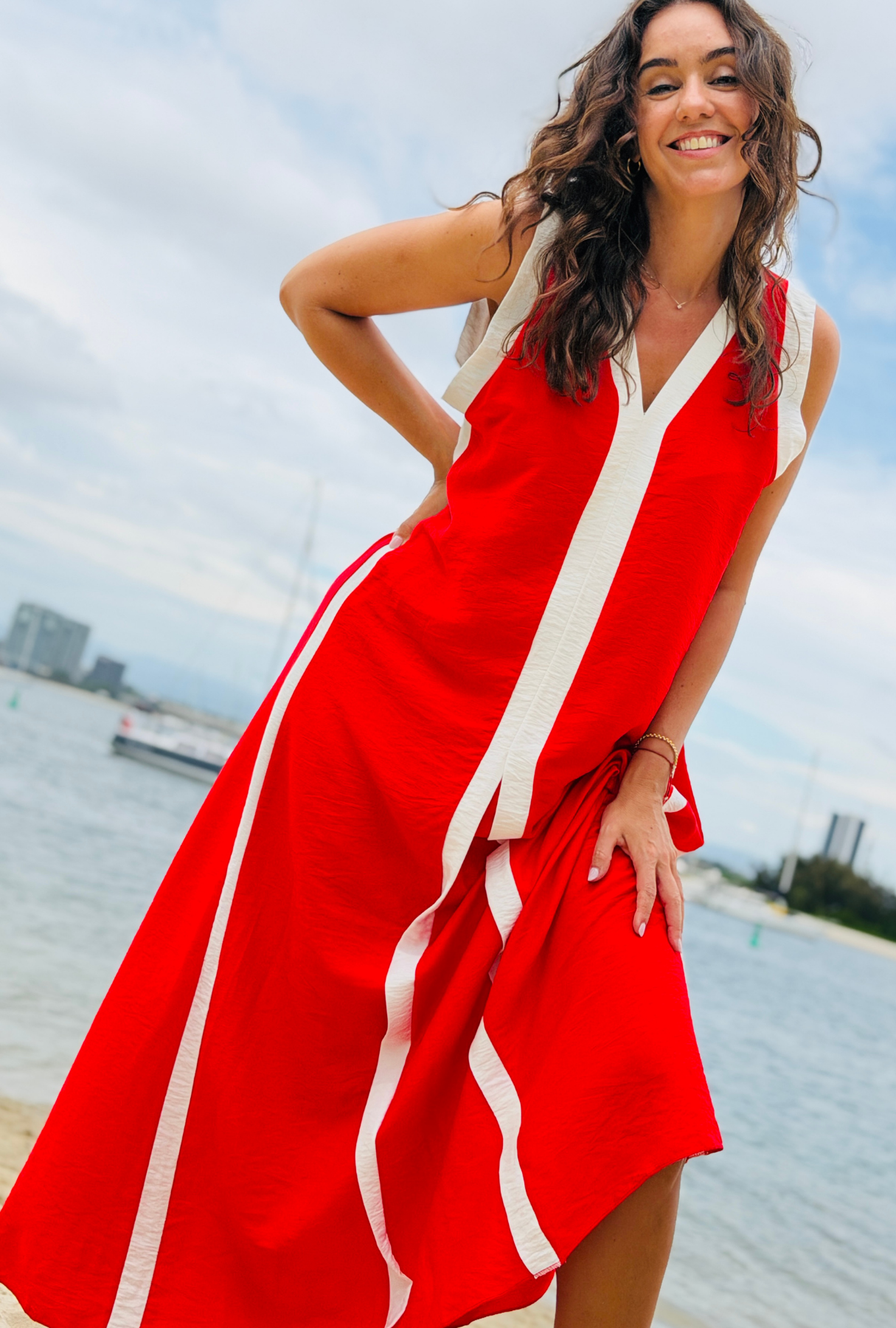 Stripe Theory Dress - Cherry