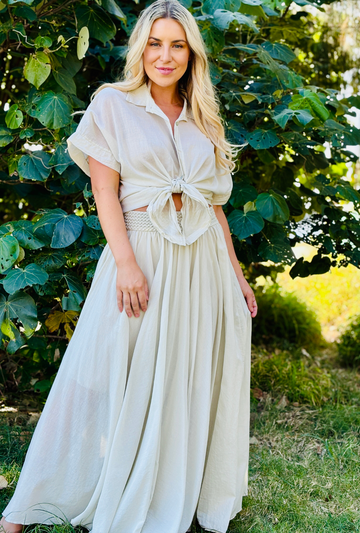 No Ties Attached Skirt - Pebble