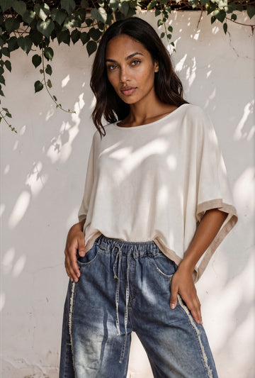Borderline Knit Top - Edge Taupe