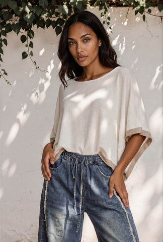 Borderline Knit Top - Edge Taupe