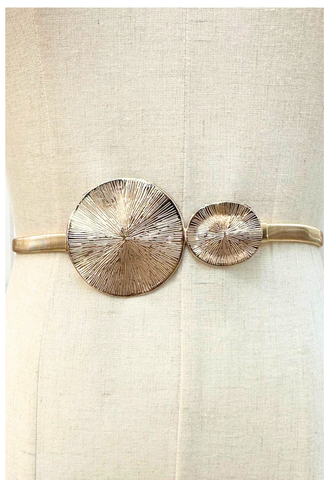 Gilded Metal Stretch Belt - Celestial Loop Gold