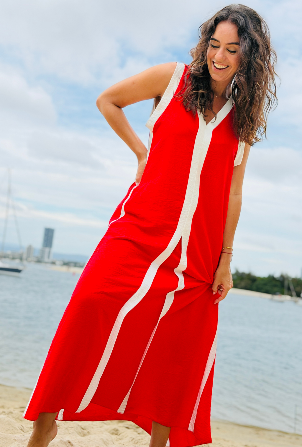 Stripe Theory Dress - Cherry