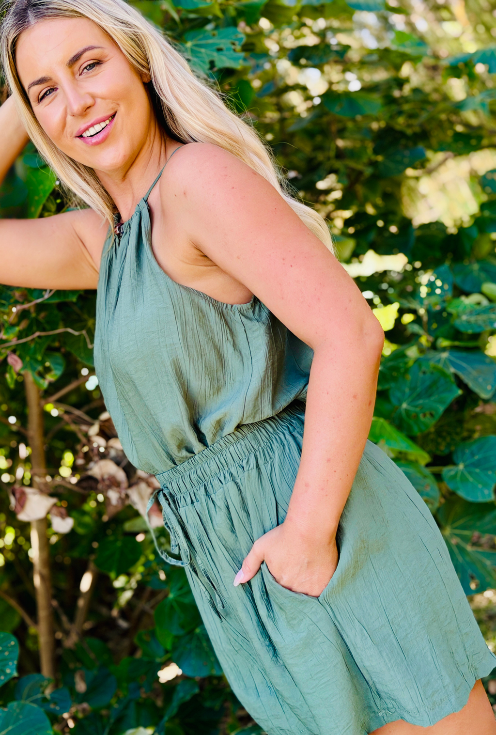 Laidback Luxe Beaded Top - Sage