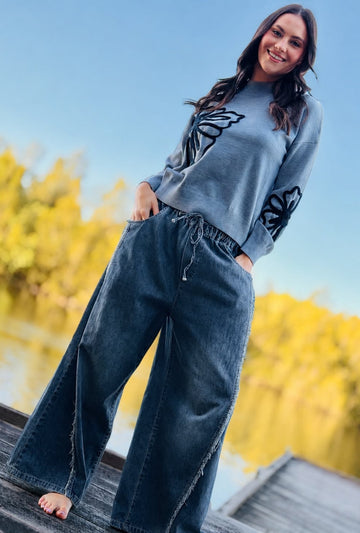 Byron Fringe Wide Leg Jeans