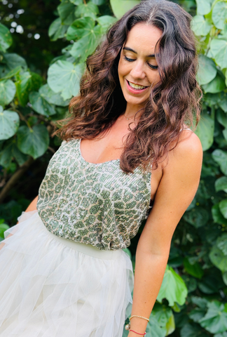 Leopard Singlet - Sage