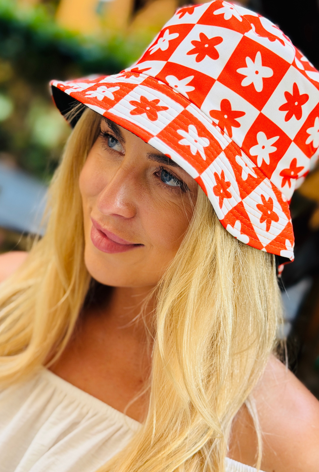 Bee Both Ways Bucket Hat - Orange Flower