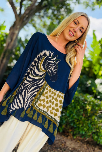 Wild About You Soft Drape Top - Navy