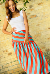 Bold Intentions Striped Skirt - Sky + Cherry