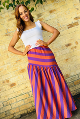 Bold Intentions Striped Skirt - Purple + Peach