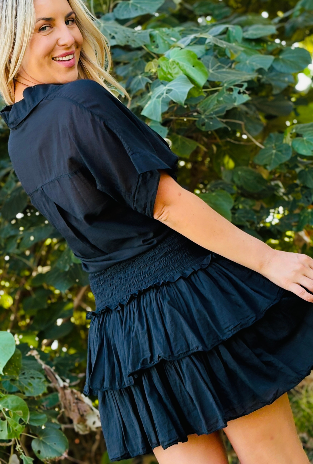 Tied and Ruffled Skirt - Onyx
