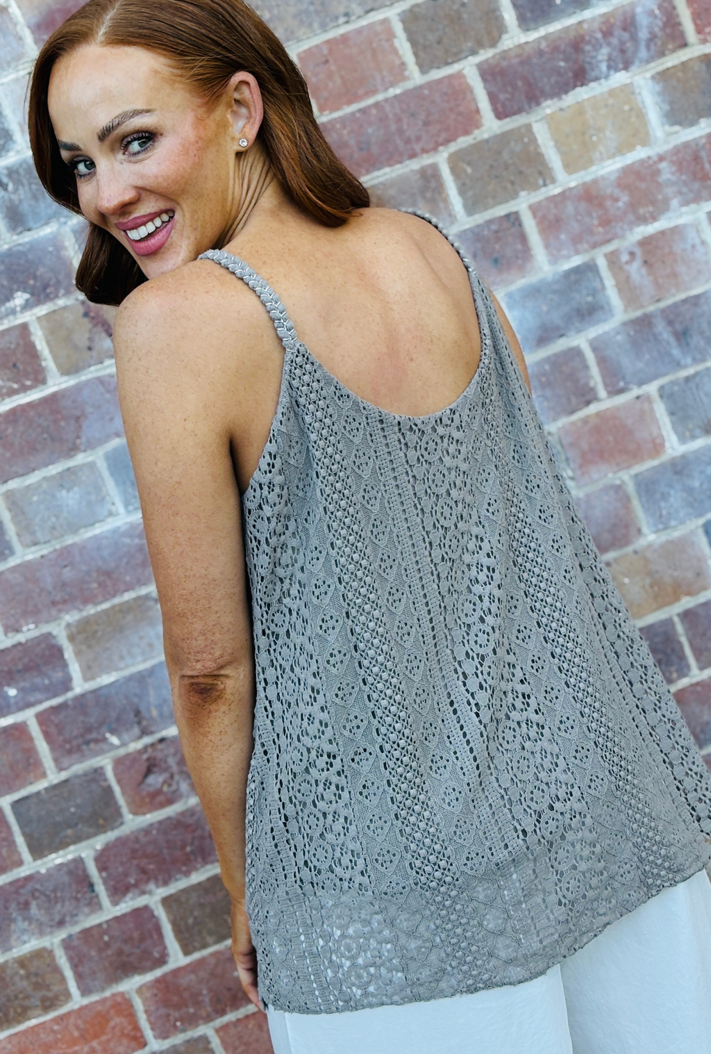 Laced with Love Singlet Top - Mocha