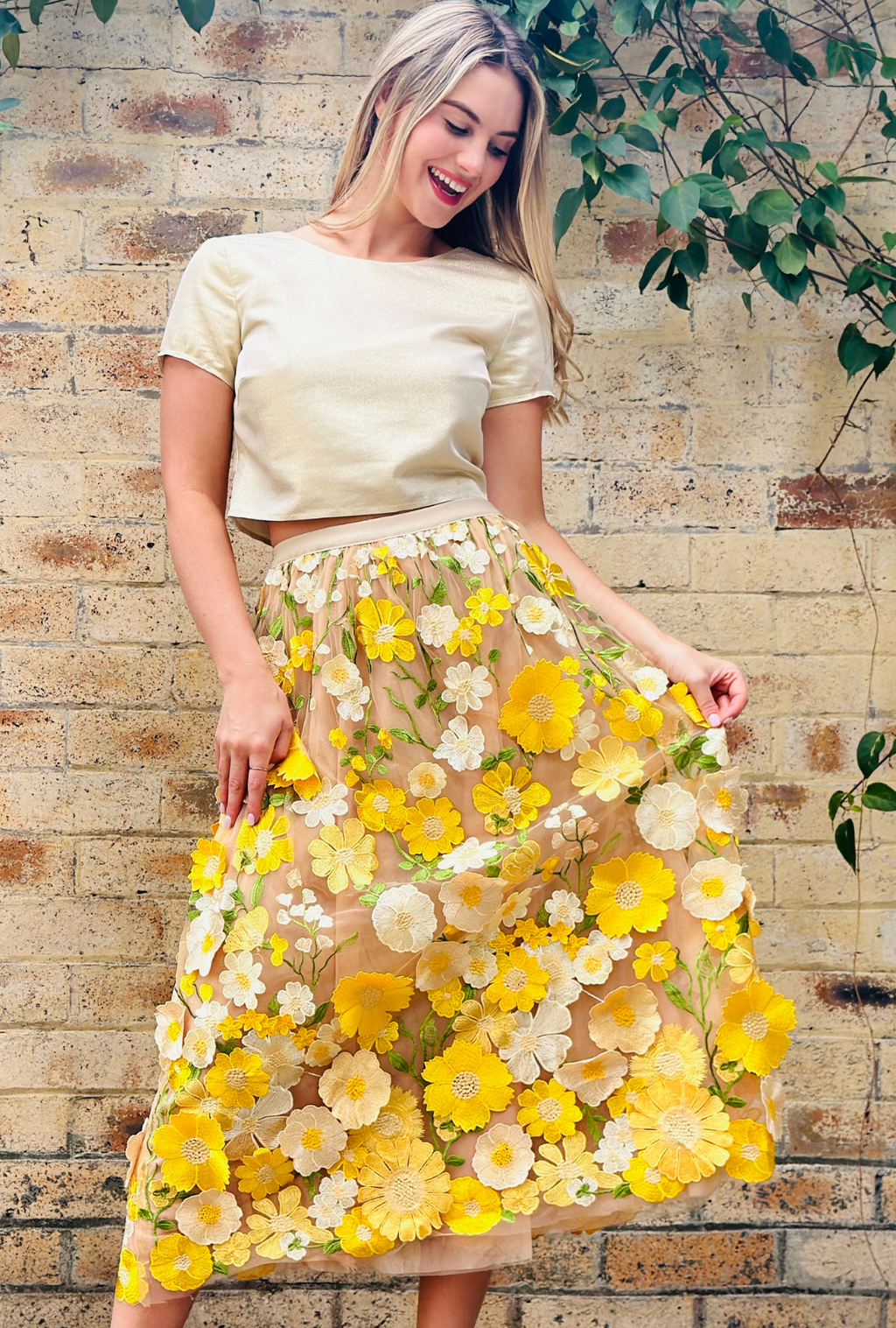 Limited Edition Get Carried Away Skirt - Sunshine Bloom