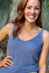 Born To Sparkle Singlet - Cerulean