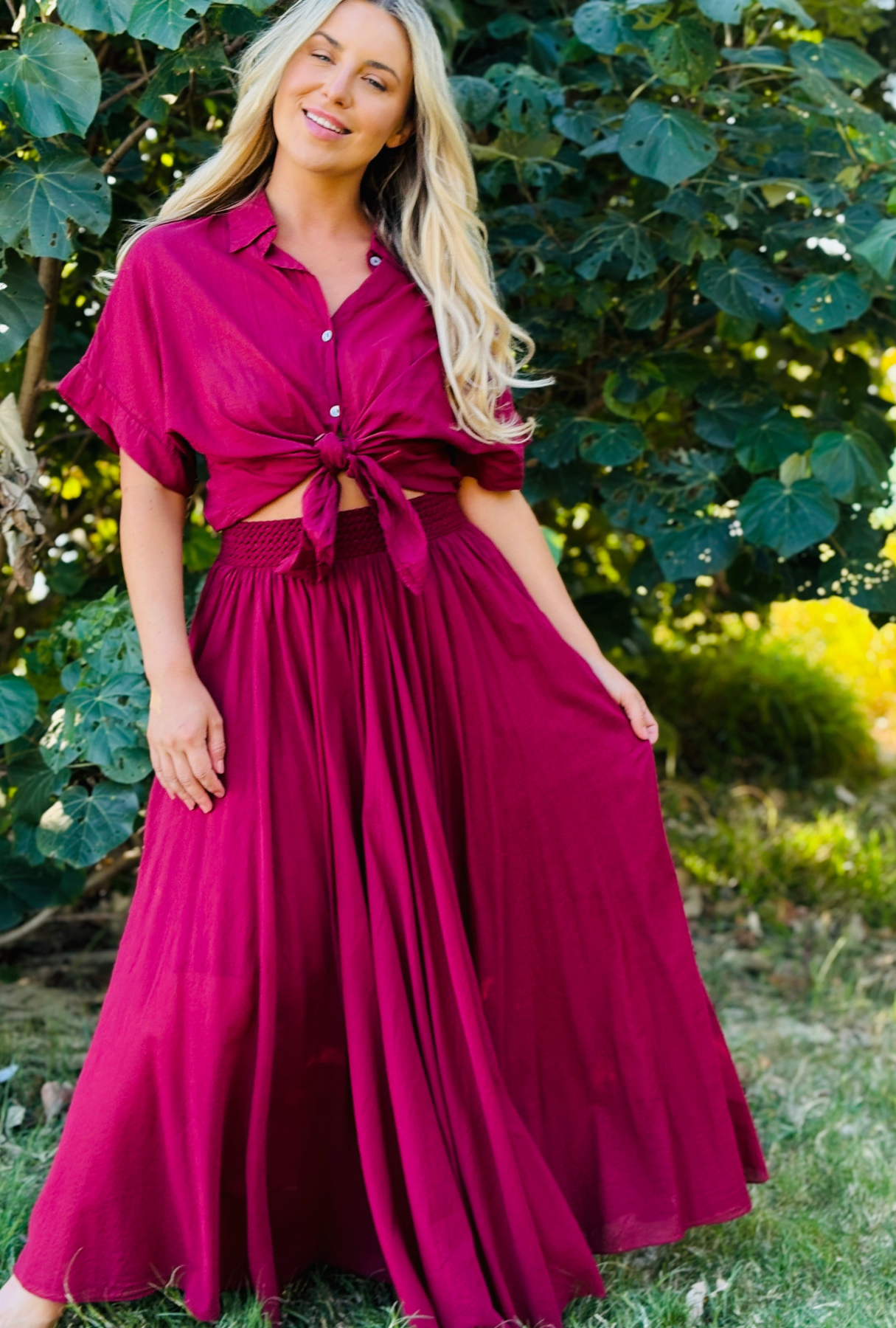 No Ties Attached Skirt - Cherry