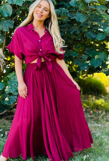 No Ties Attached Skirt - Cherry