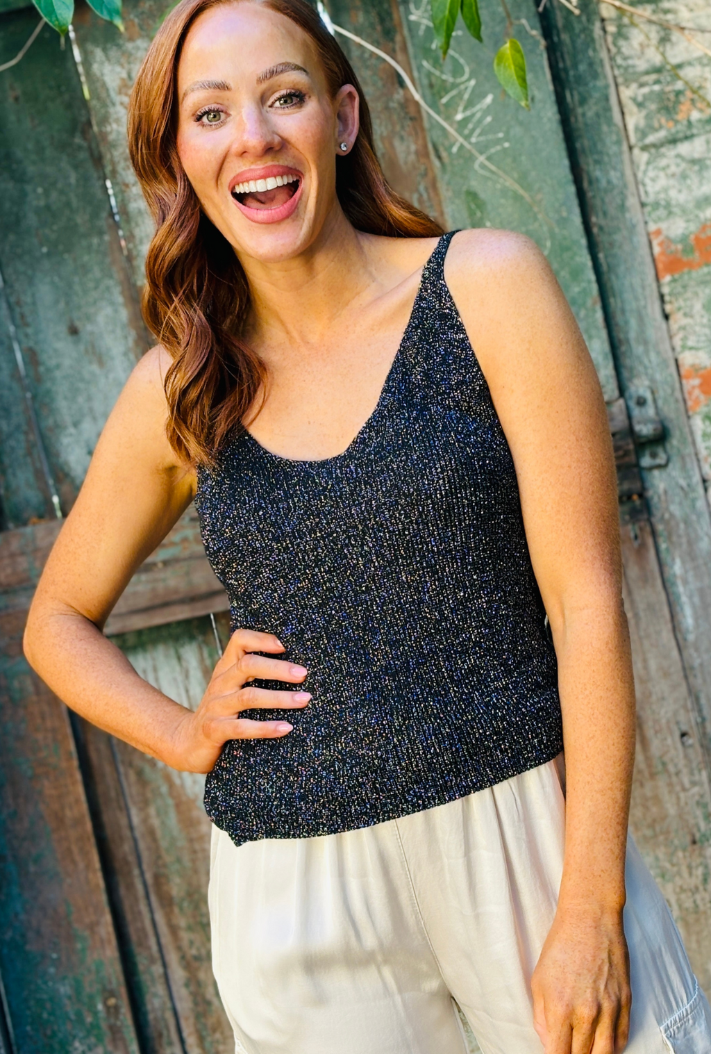 Born To Sparkle Singlet - Midnight