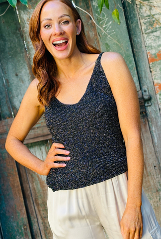 Born To Sparkle Singlet - Midnight