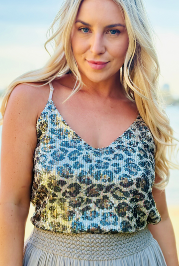 Leopard Singlet - Pebble