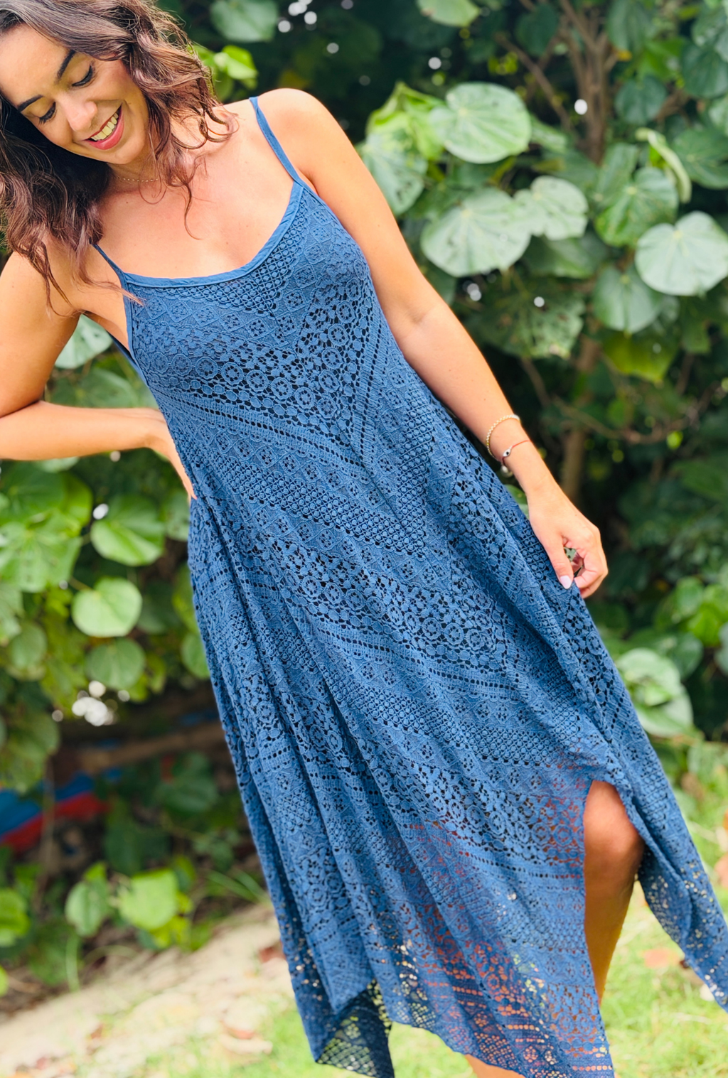 Laced with Love Midi Dress - Navy