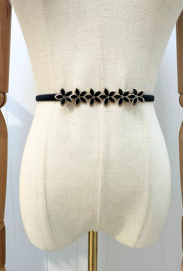 Six Black Flowers Belt