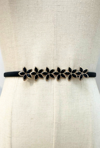 Six Black Flowers Belt