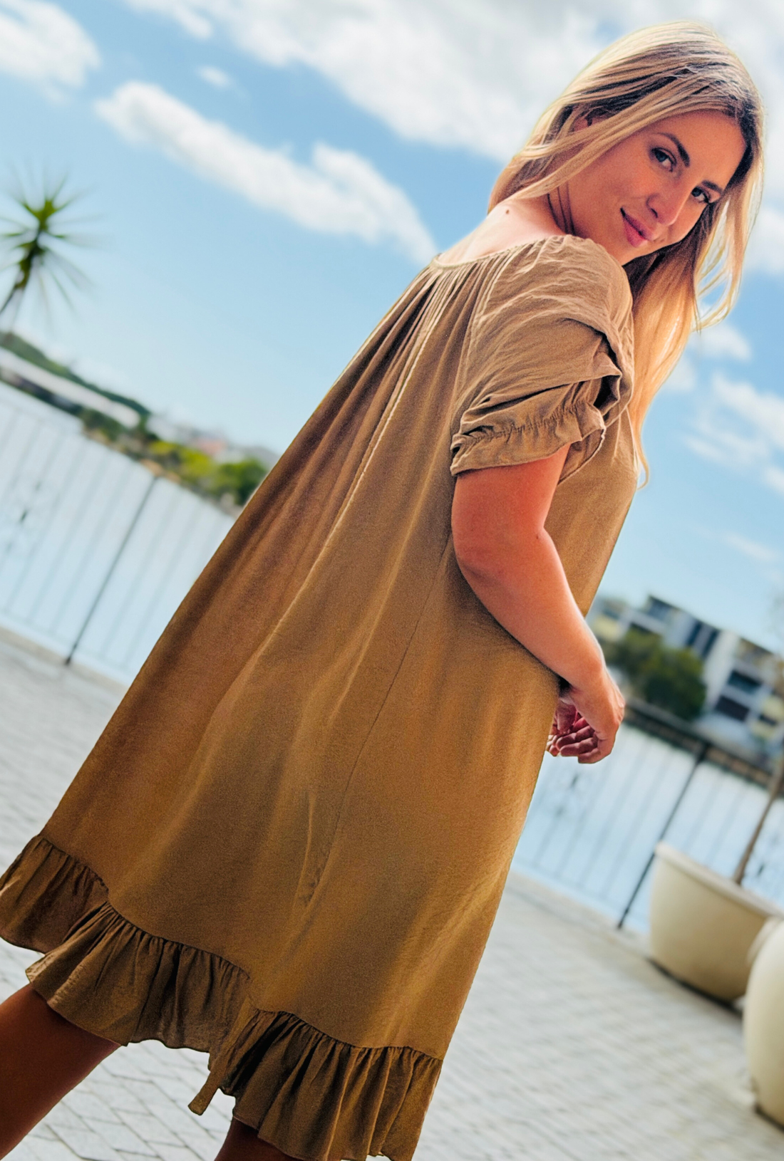 Sleeve Me Be Short Dress - Mocha