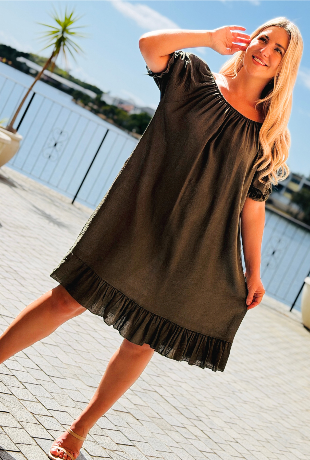Sleeve Me Be Short Dress - Sage