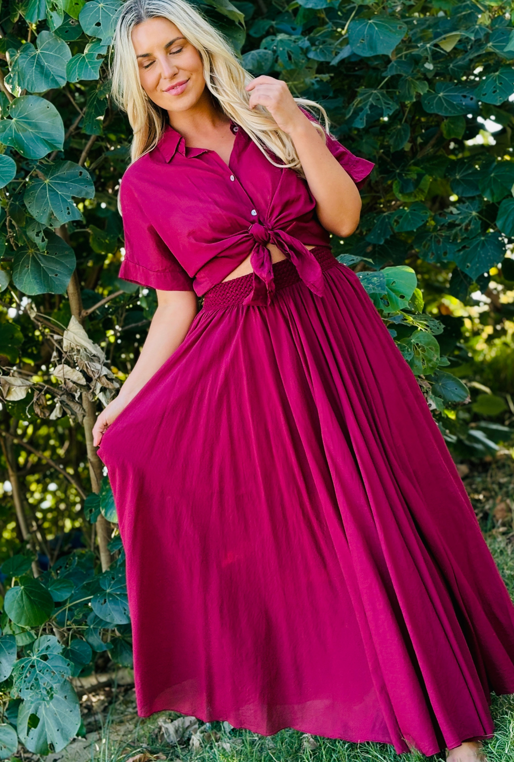 No Ties Attached Skirt - Cherry