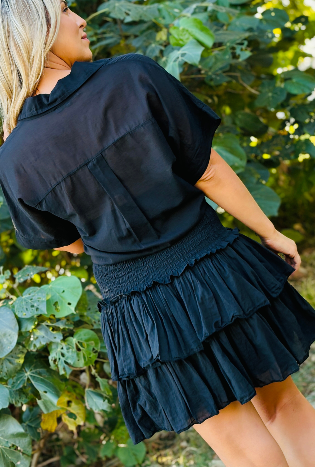 Tied and Ruffled Skirt - Onyx