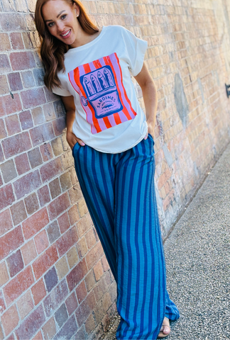 Off The Cuff Pant - Blue Stripe
