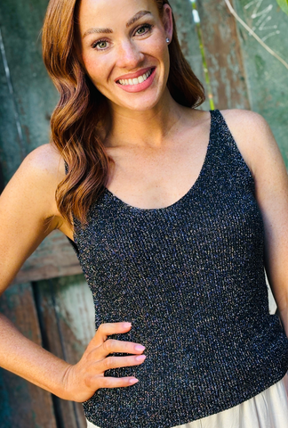 Born To Sparkle Singlet - Midnight