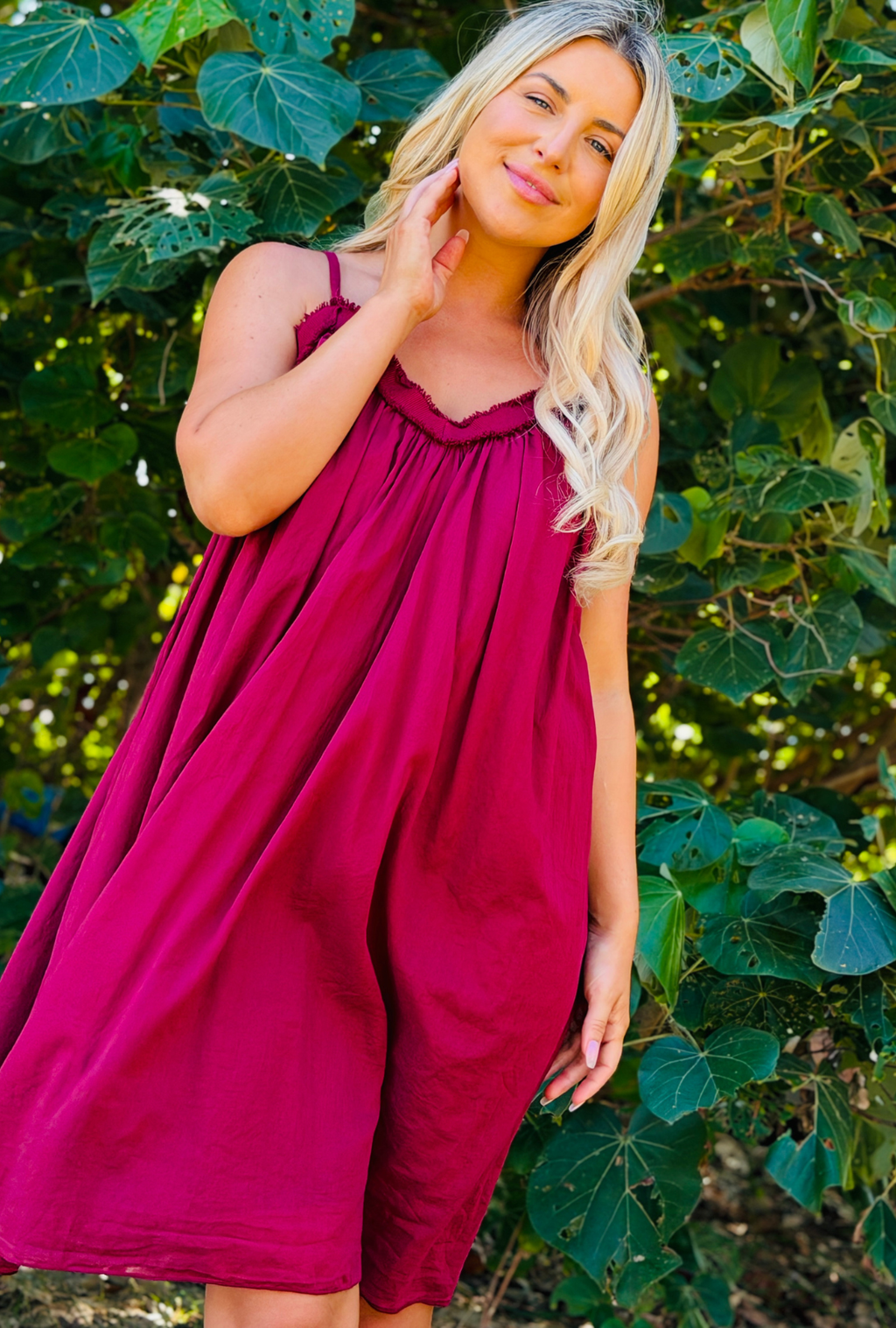 Untied & Unbothered Short Dress - Cherry