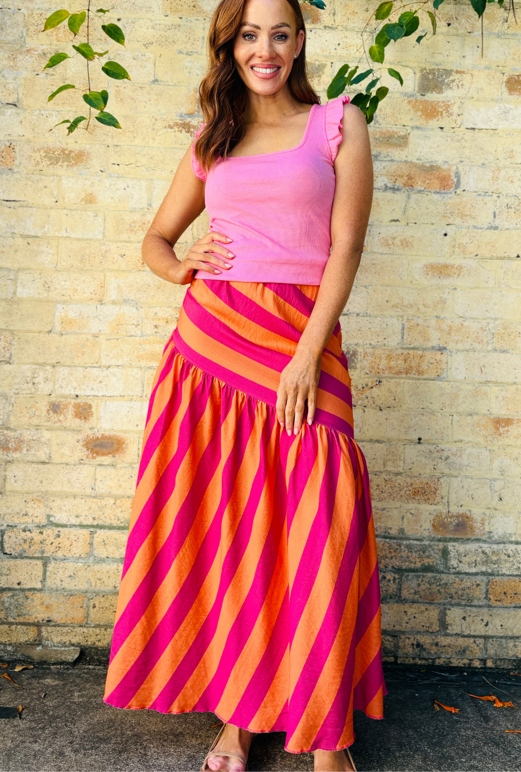 Bold Intentions Striped Skirt - Peach + Pink