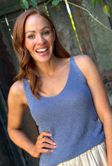 Born To Sparkle Singlet - Cerulean