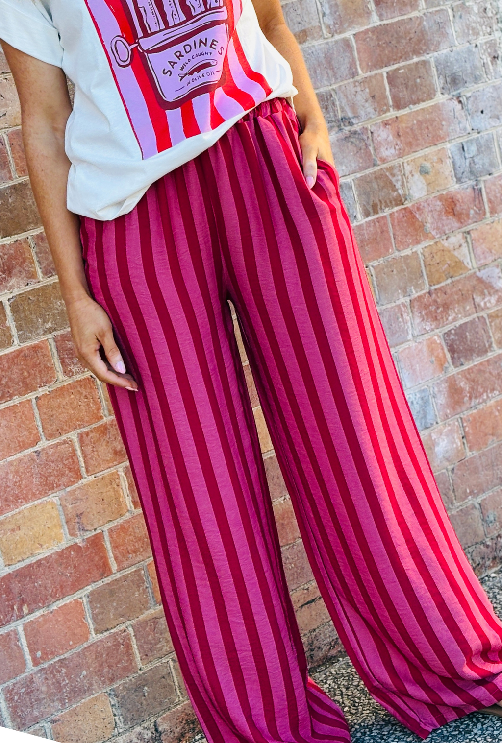 Off The Cuff Pant - Cherry Stripe