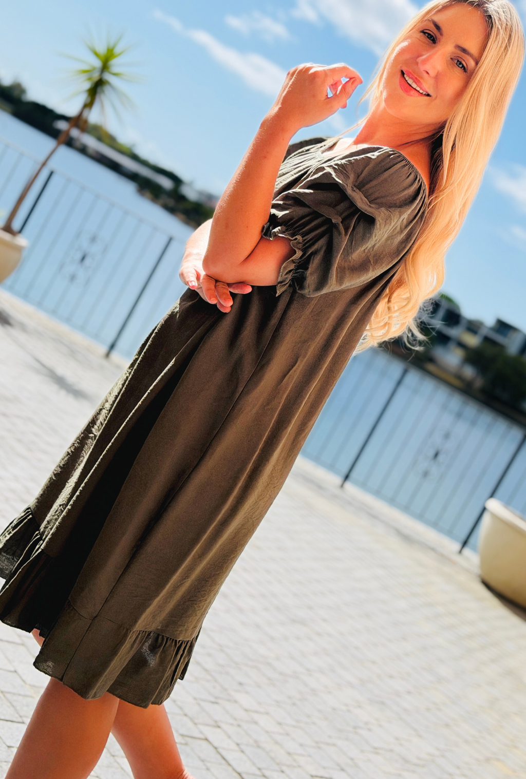 Sleeve Me Be Short Dress - Sage