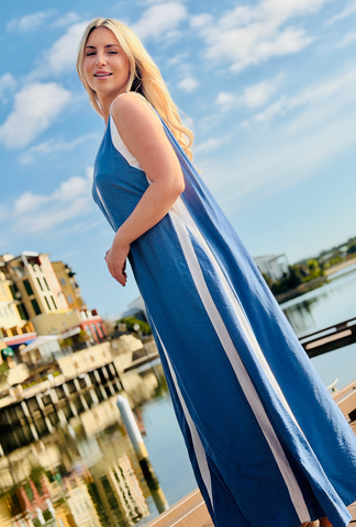 Stripe Theory Dress - Cobalt