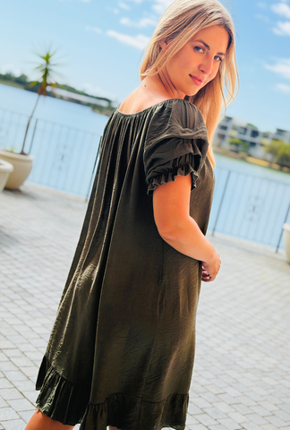 Sleeve Me Be Short Dress - Sage