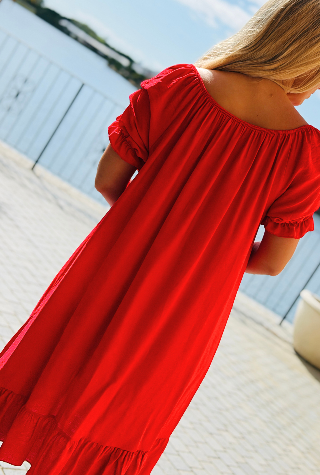 Sleeve Me Be Short Dress - Cherry