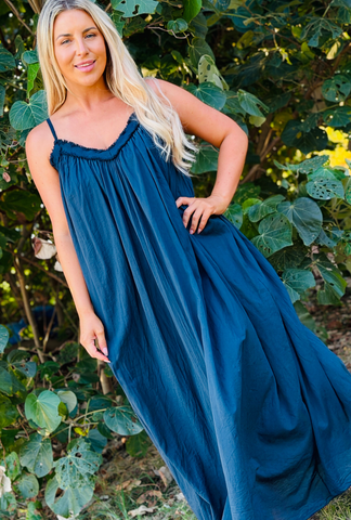 Untied & Unbothered Long Dress - Saxe Blue