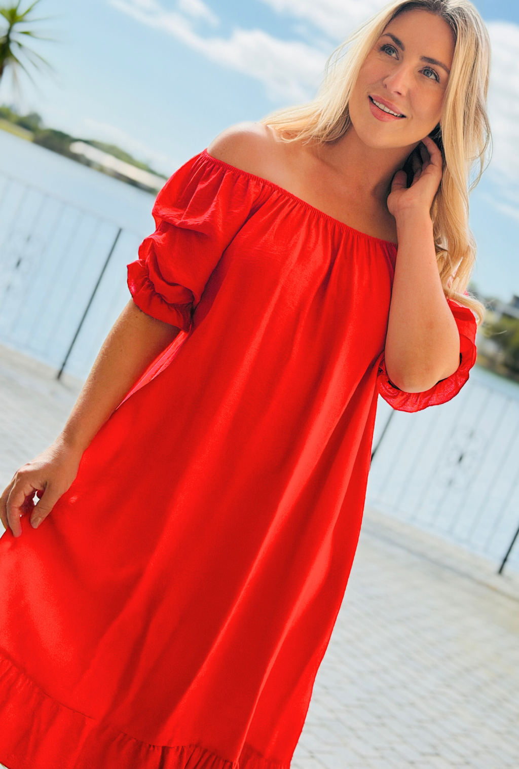 Sleeve Me Be Short Dress - Cherry