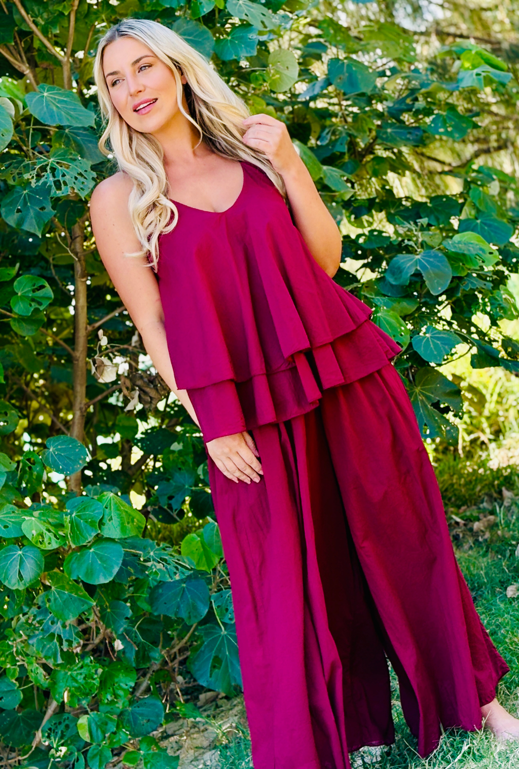 No Ties Pants - Cherry