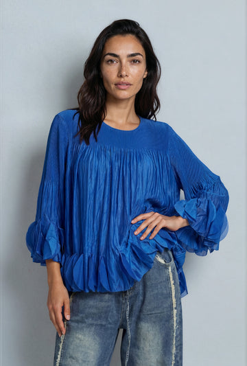 Petal Drama Top Azure